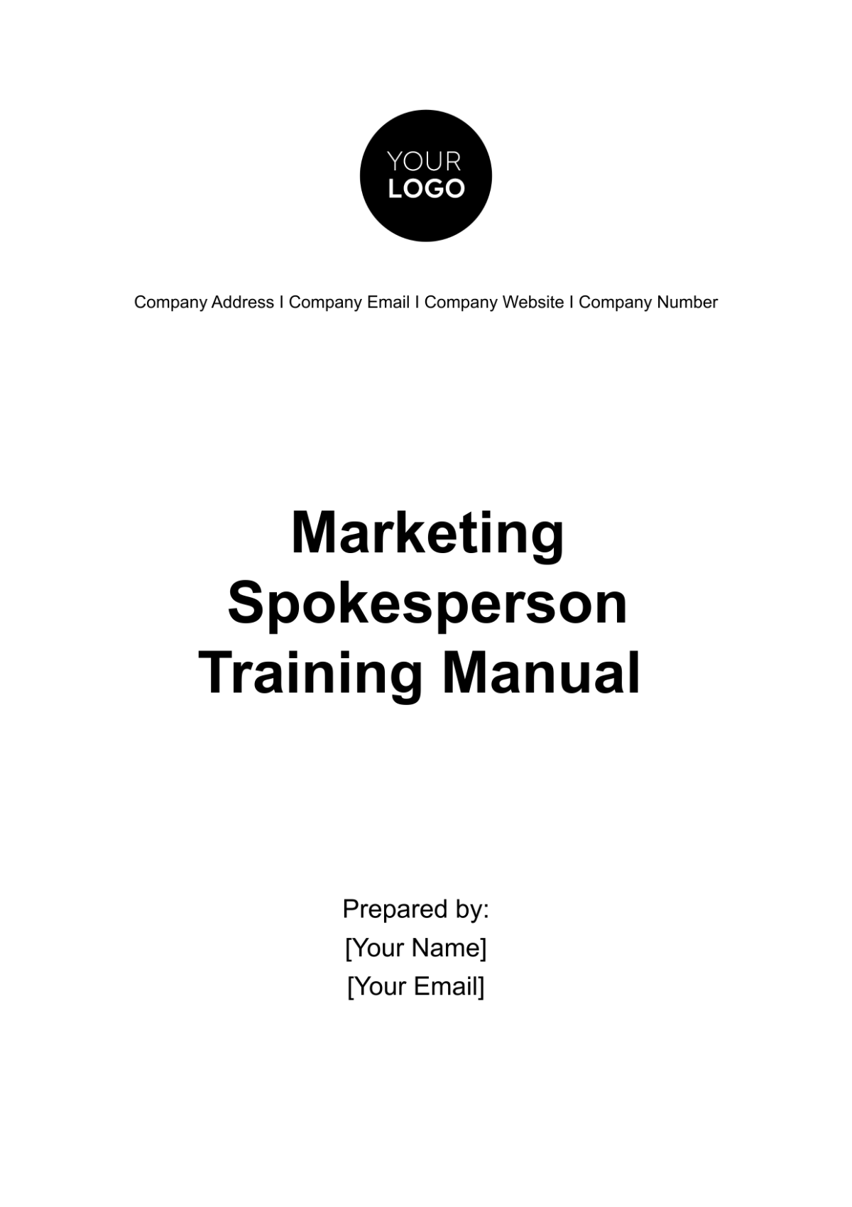 Marketing Spokesperson Training Manual Template - Edit Online & Download