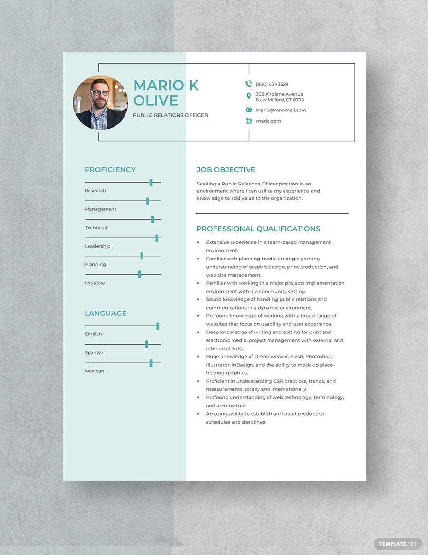 Free Public Relations Officer Resume