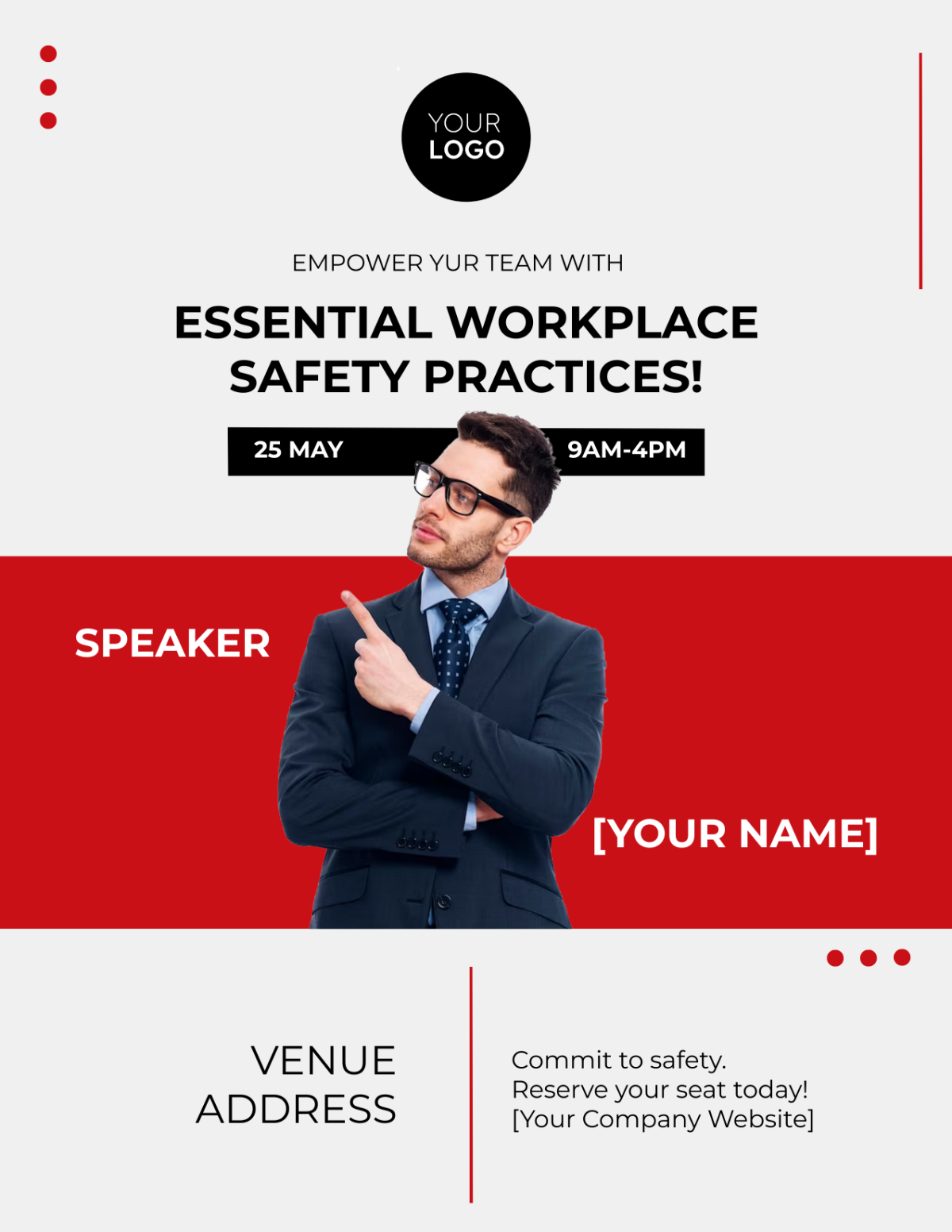 Workplace Safety Training Seminar Flyer Template