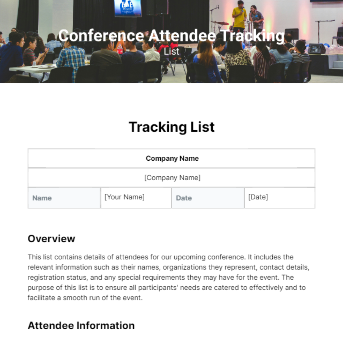 Tracking List Template