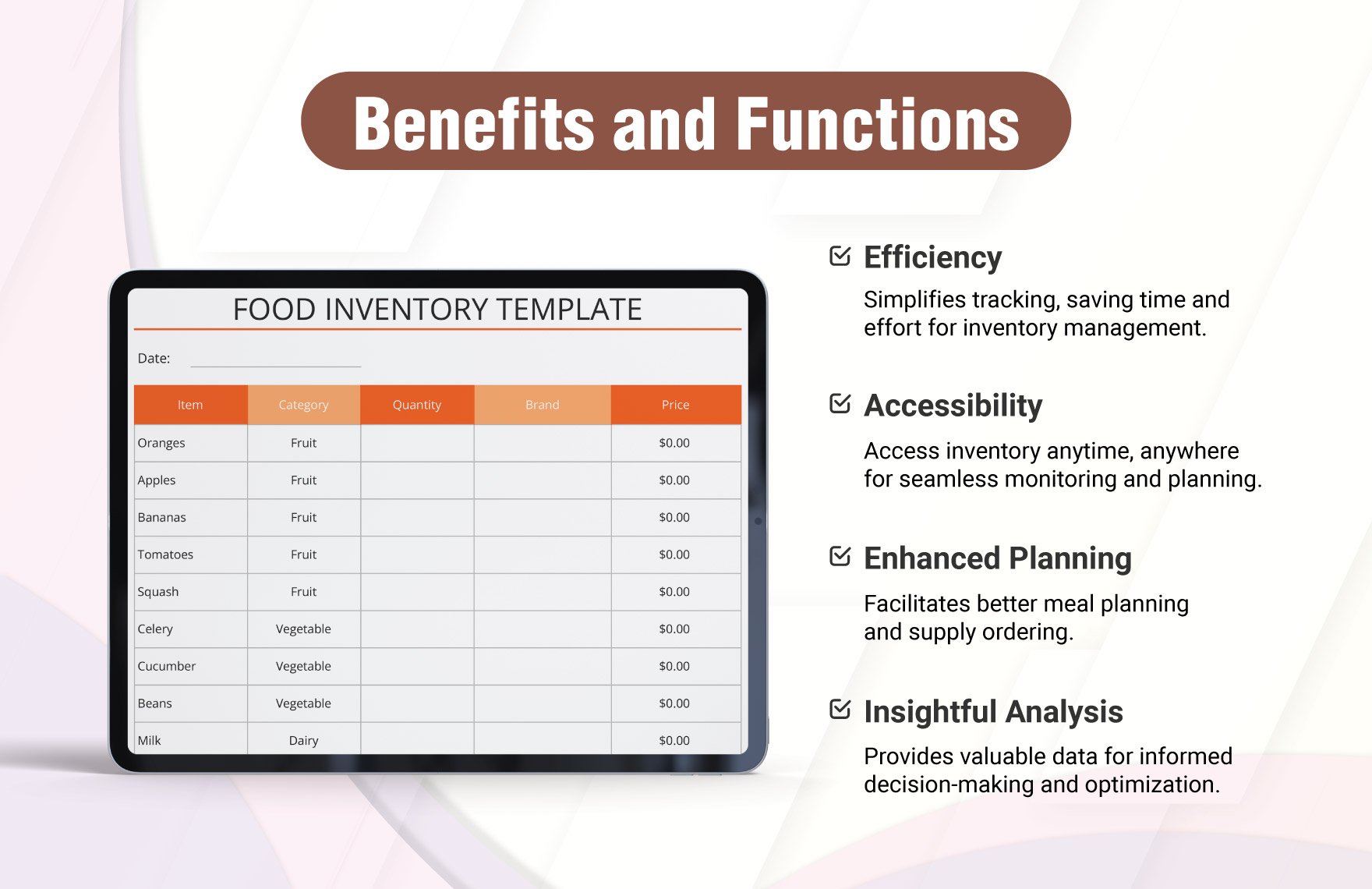 Food Inventory Spreadsheet Template