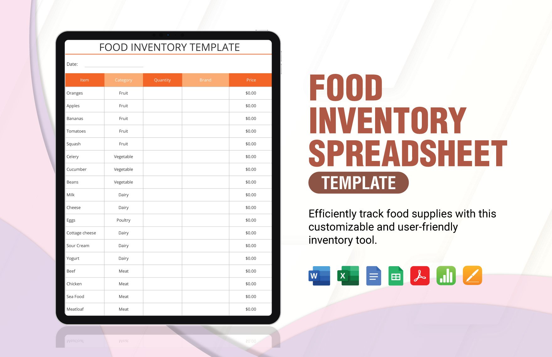 Food Inventory Spreadsheet Template in Word, Google Docs, Excel, PDF, Google Sheets, Apple Pages, Apple Numbers