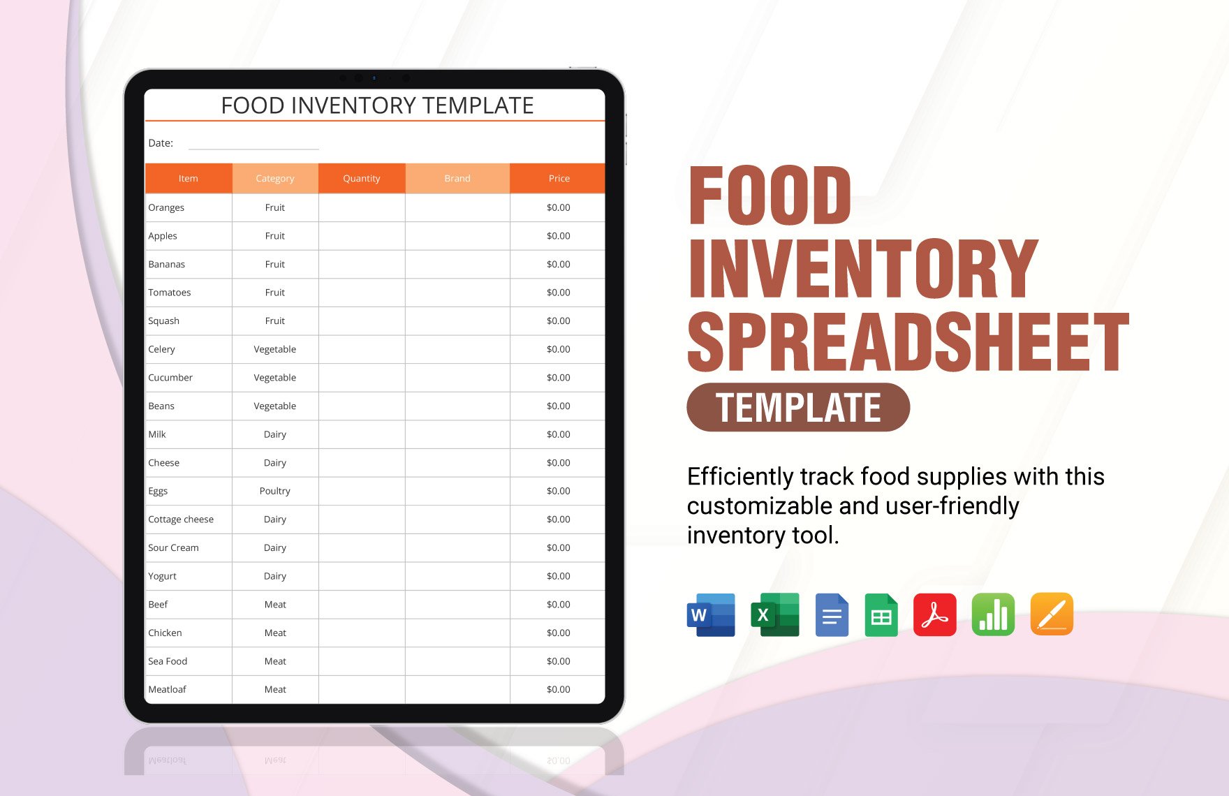 Food Inventory Spreadsheet Template in Google Sheets, Word, Excel, Apple Pages, Apple Numbers, Google Docs, PDF - Download | Template.net