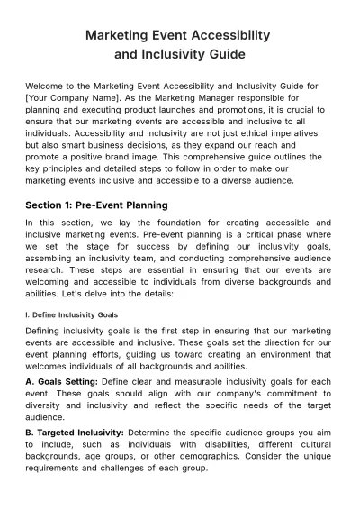 Free Marketing Event Accessibility and Inclusivity Guide Template to Edit Online