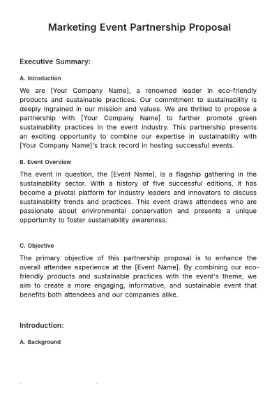 Free Marketing Event Partnership Proposal Template to Edit Online