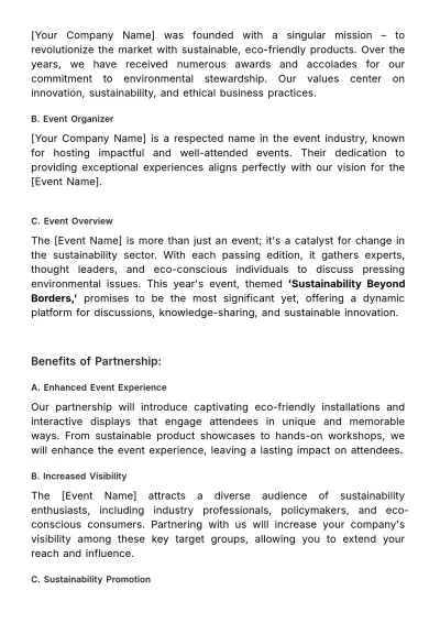 Free Marketing Event Partnership Proposal Template to Edit Online