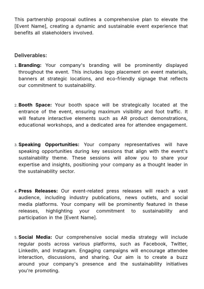 Free Marketing Event Partnership Proposal Template to Edit Online