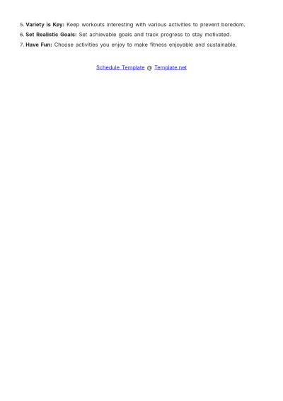 Free Exercise Schedule Template to Edit Online