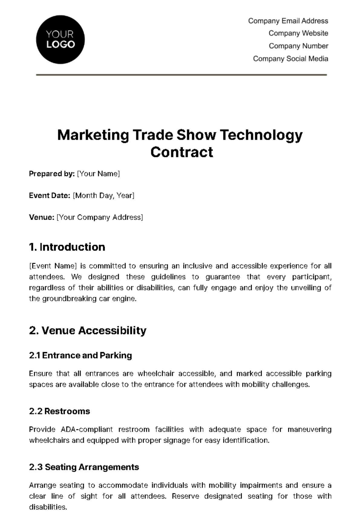 Free Marketing Trade Show Technology Contract Template
