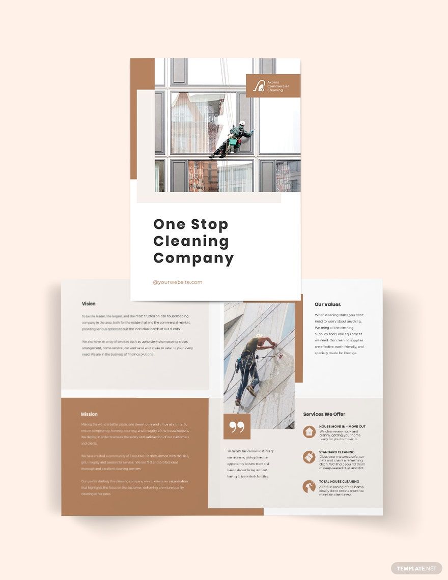 Free Commercial Cleaning Company Bi-Fold Brochure Template