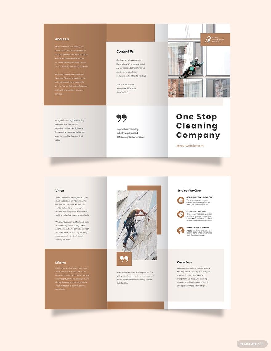 Commercial Cleaning Company Tri-Fold Brochure Template