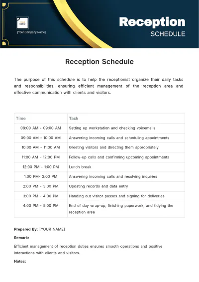Free Reception Schedule Template to Edit Online