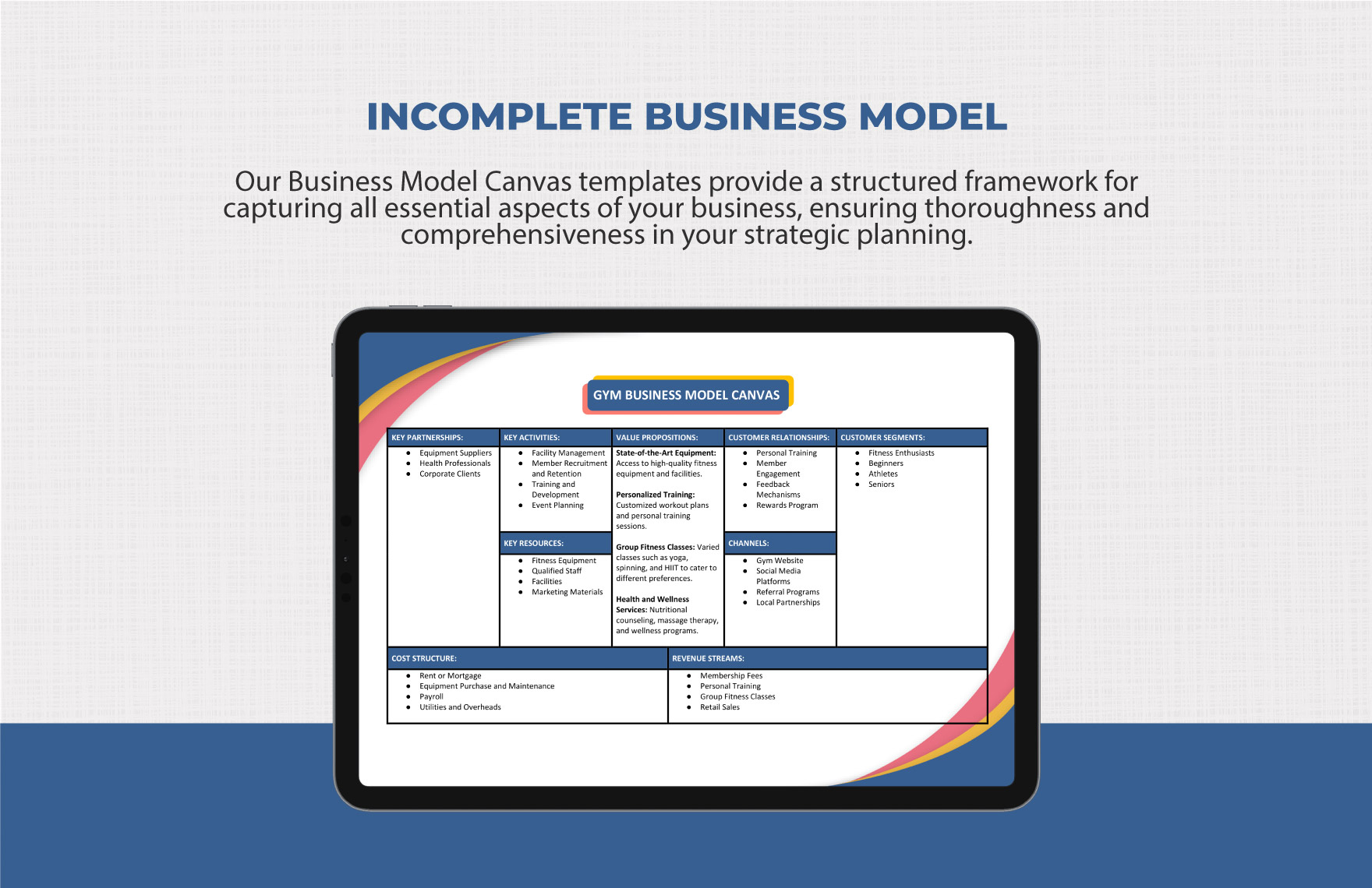 Gym Business Model Canvas Template