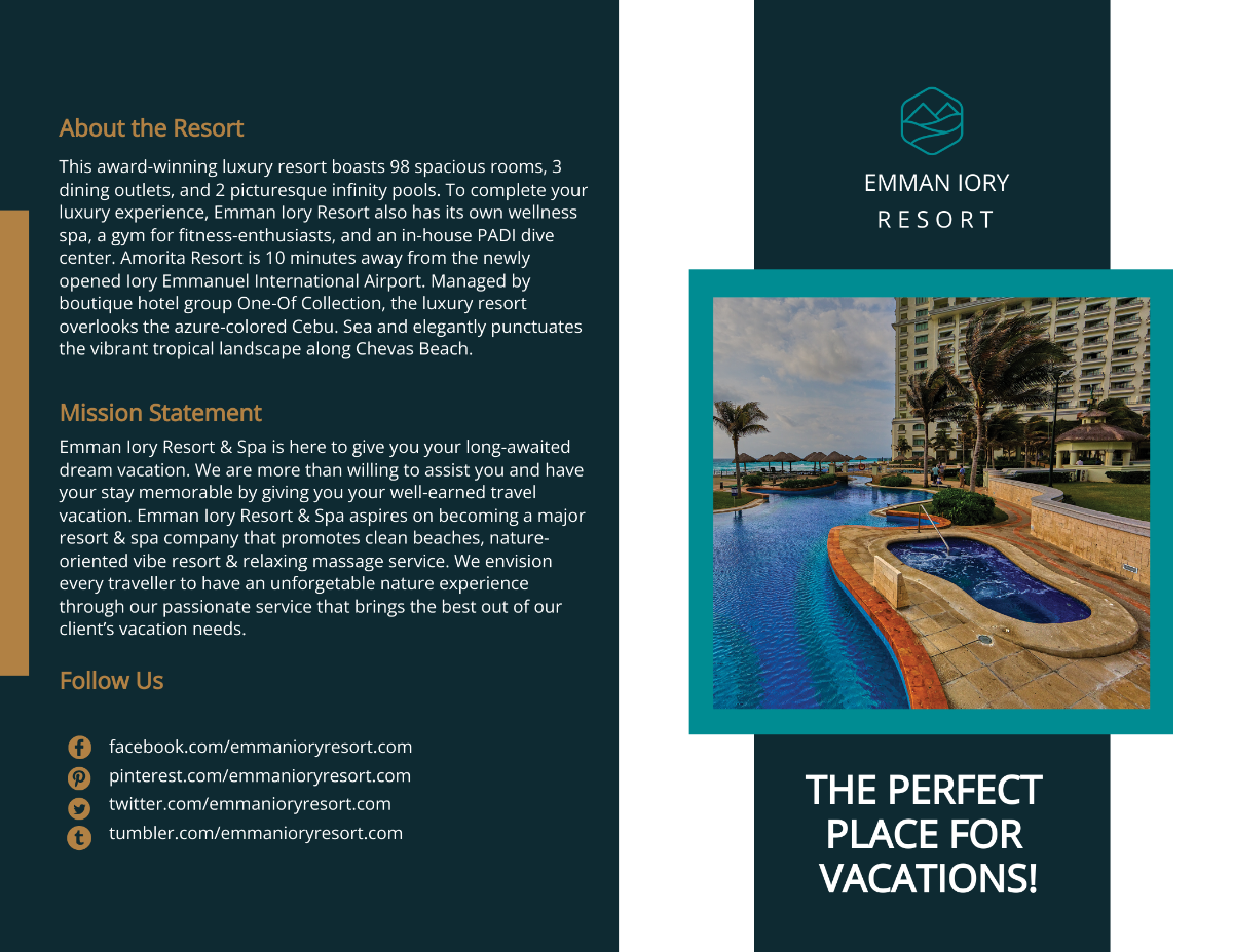 Resort Promotional Bi-Fold Brochure Template