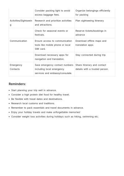 Free Holiday List Template to Edit Online