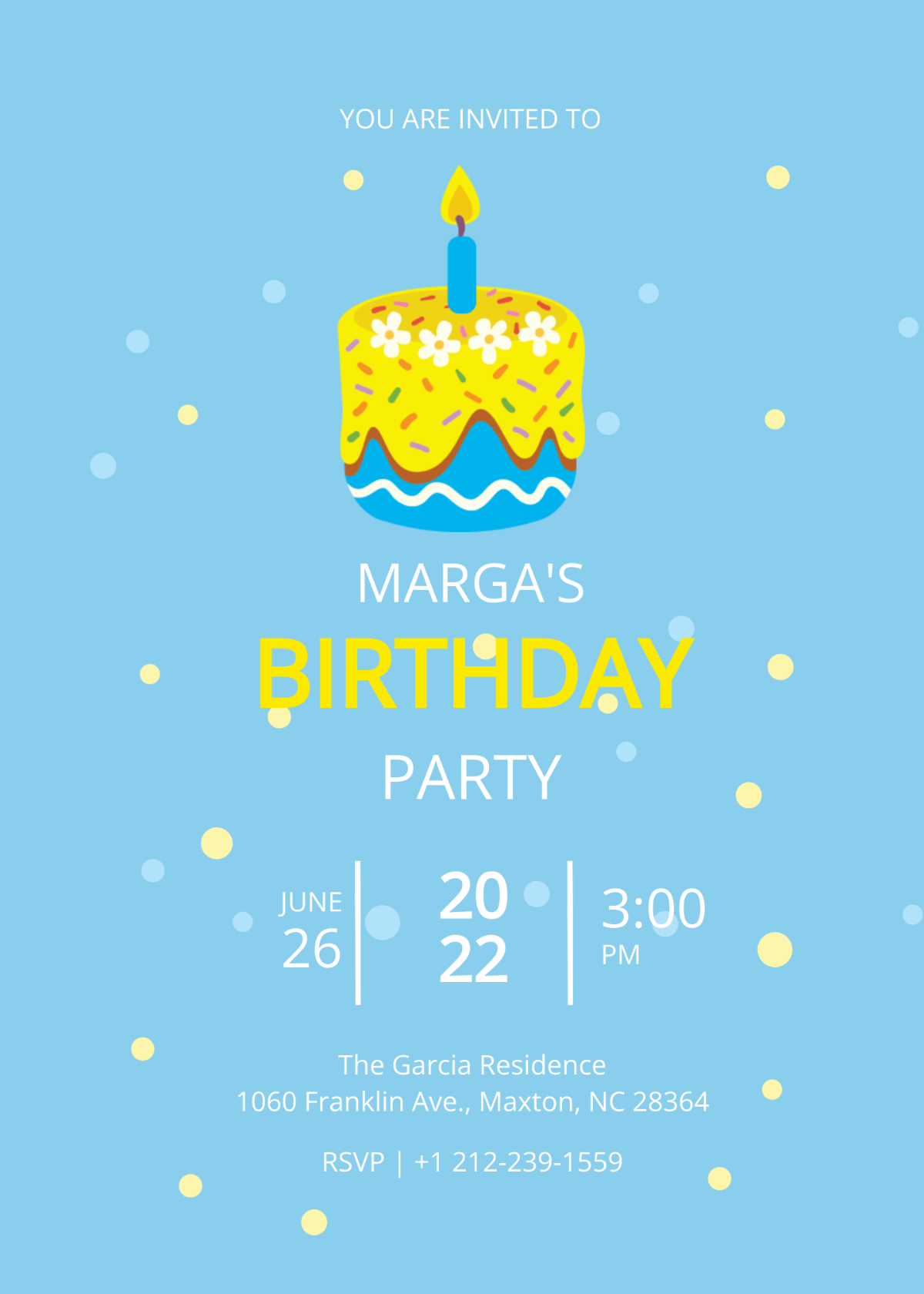 Baby Blue and Gold Invitation Template