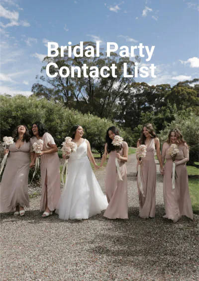 Free Bridal Party Contact List Template to Edit Online