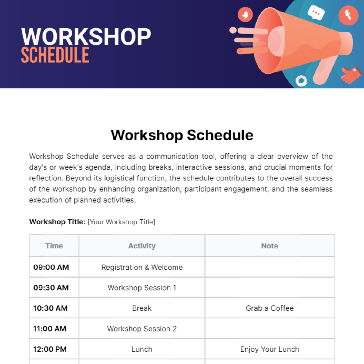 Free Workshop Schedule Template