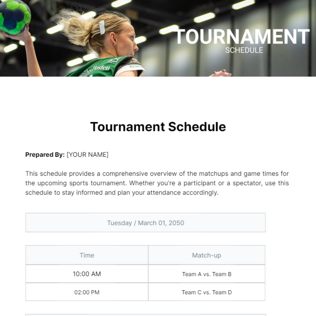 Tournament Schedule Template - Edit Online & Download