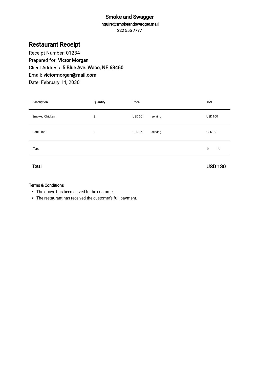 blank restaurant receipt template free pdf google docs word apple
