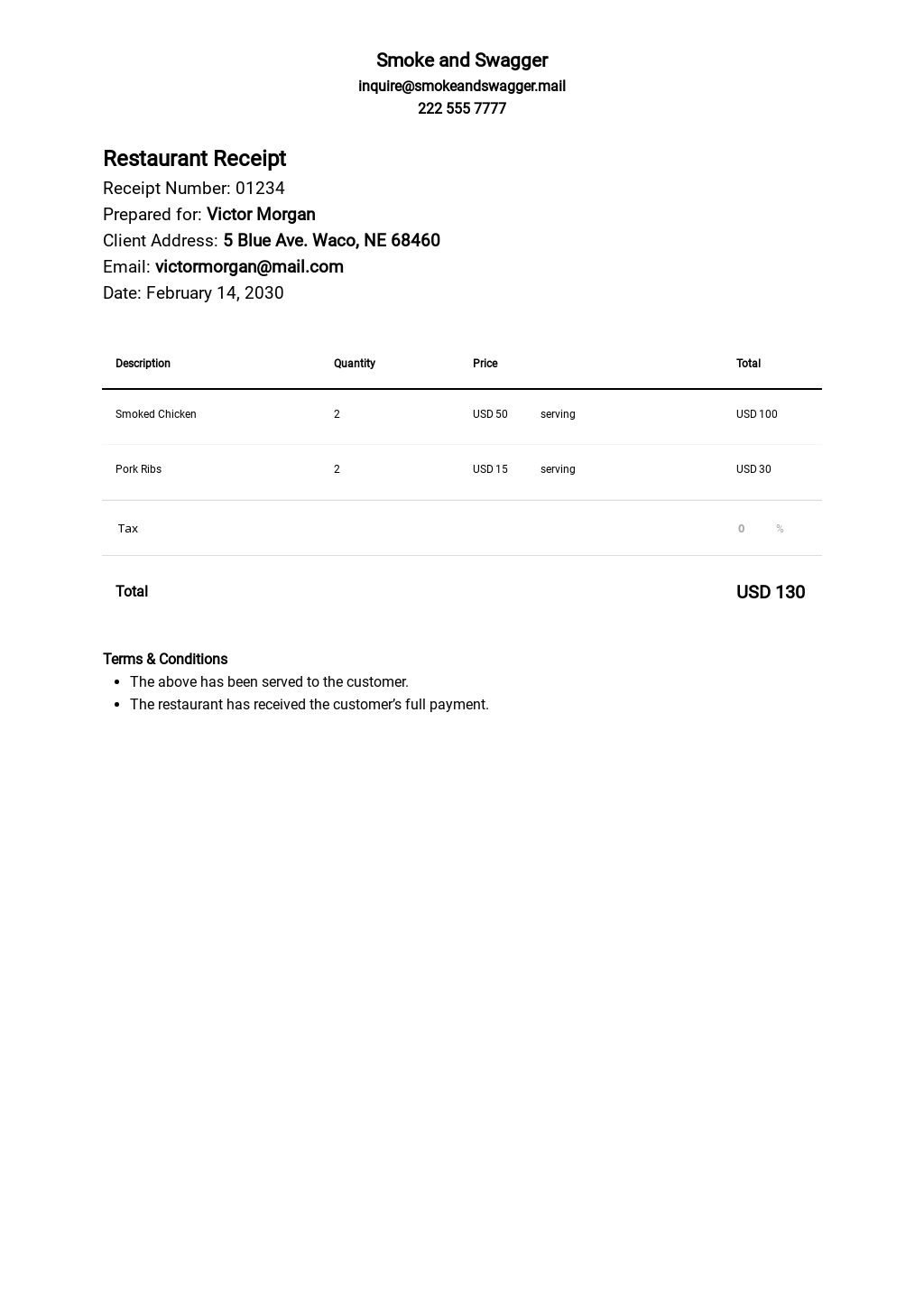 blank restaurant receipt template free pdf google docs word apple