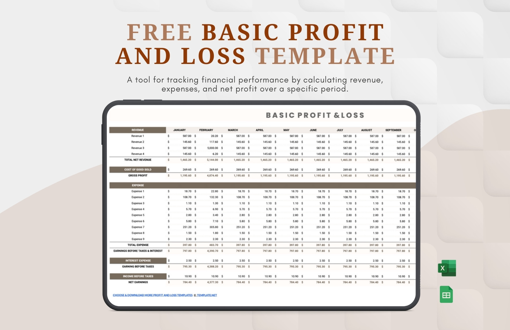 Basic Profit and Loss Template