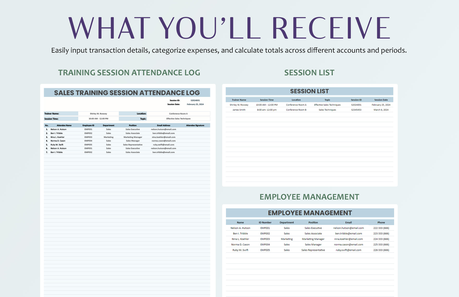 Sales Training Session Attendance Log Template