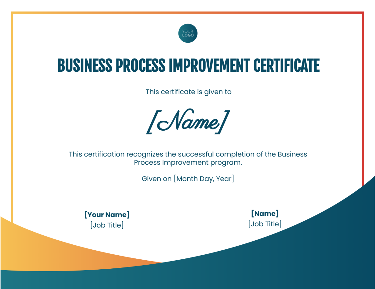 Business Process Improvement Certificate Template