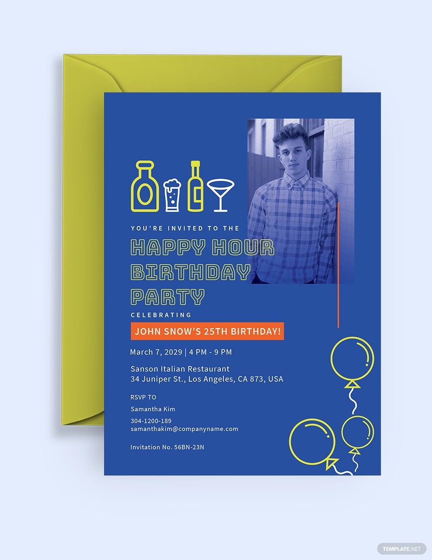 Happy Hour Birthday Party Invitation Template