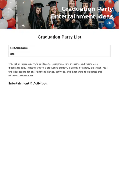 Free Graduation Party List Template to Edit Online