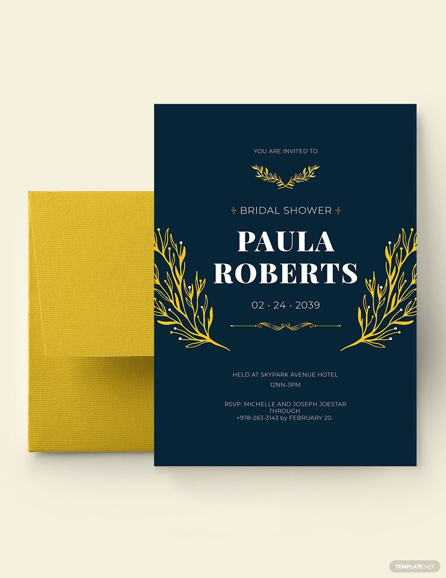 Leaves of Gold Bridal Invitation Template