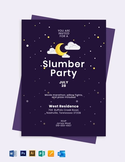 Printable Slumber Party Invitation Template: Download 1 1430