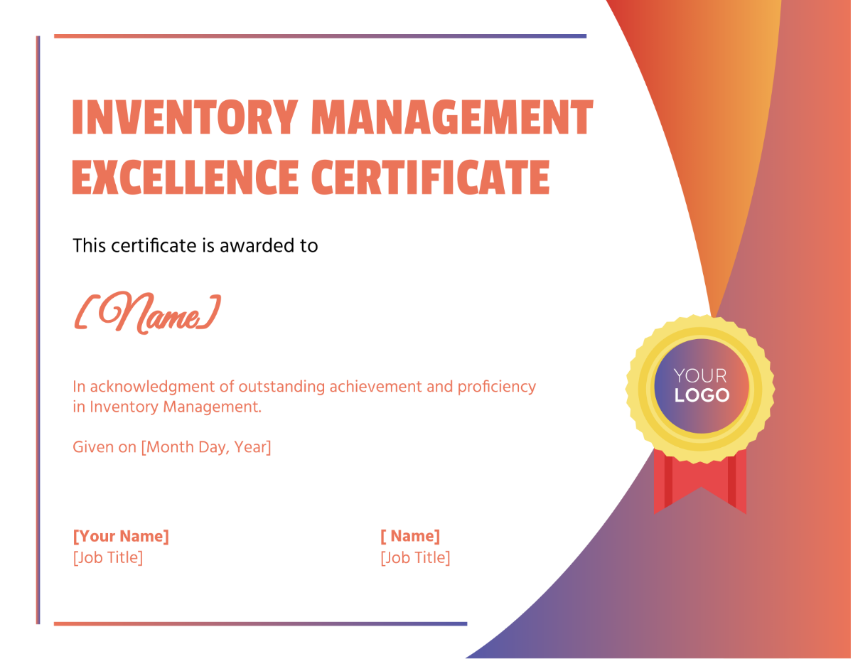 Inventory Management Excellence Certificate