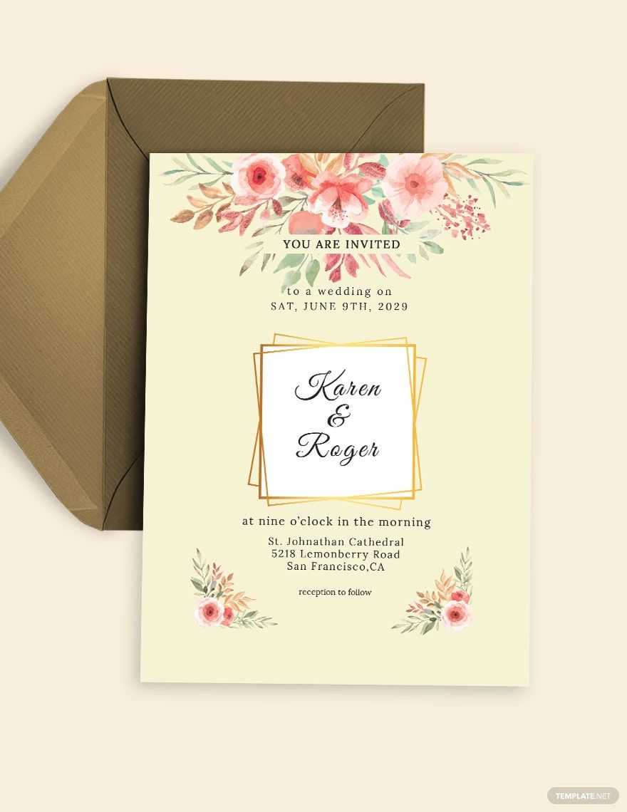 Free Summer Floral Wedding Invitation Template