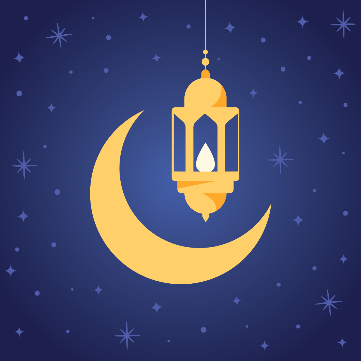 Ramadan Lantern Hanging with Moon Lights Template
