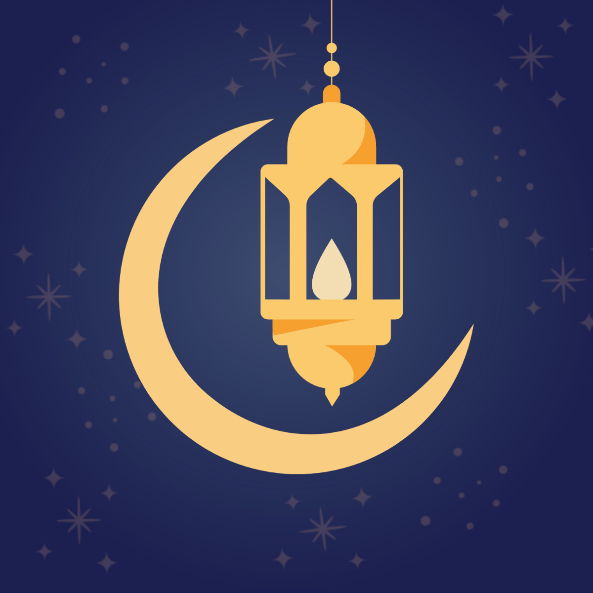 Ramadan Lantern Hanging with Moon Lights Template