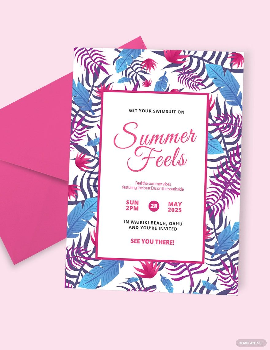 Creative Summer Party Invitation Template in Word, Illustrator, PSD, Apple Pages, Publisher, Outlook