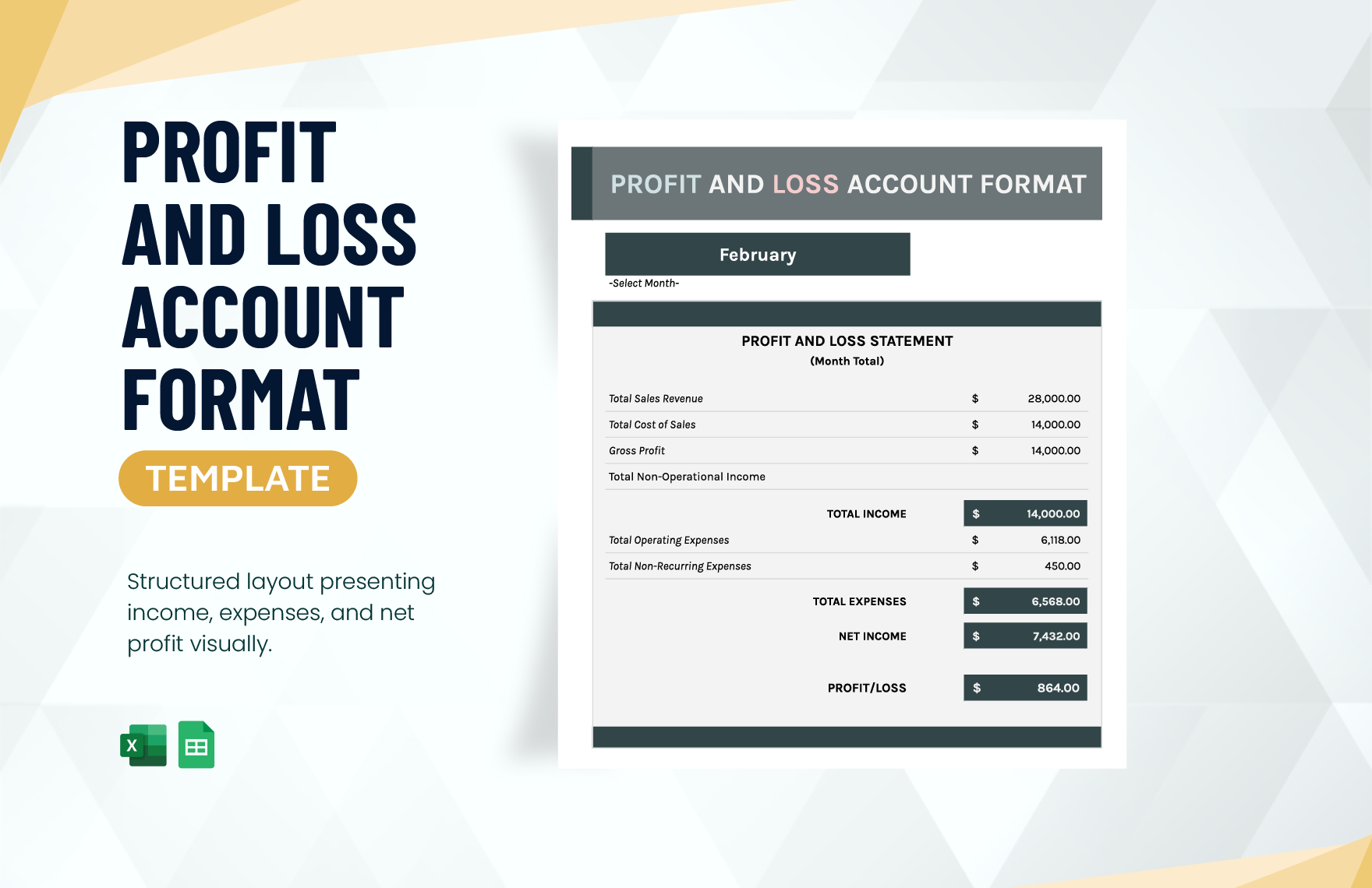 Profit and Loss Account Format Template