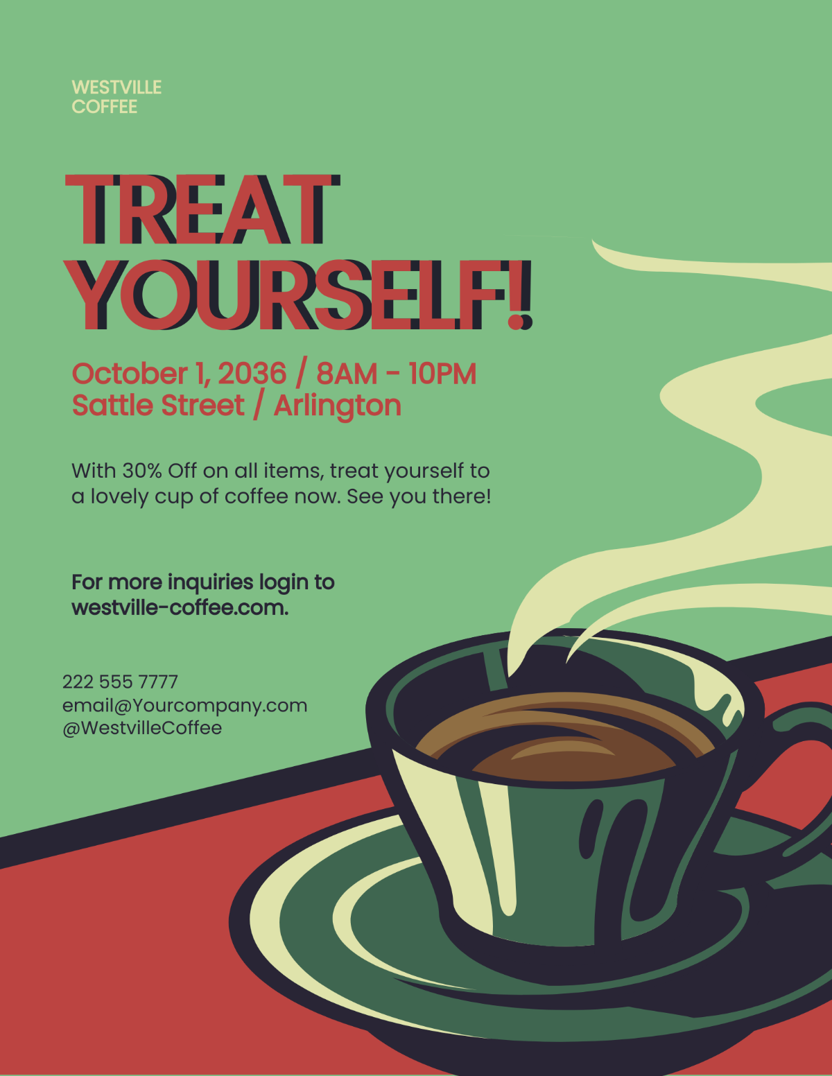 Free Fantastic Retro Coffee Shop Flyer Template