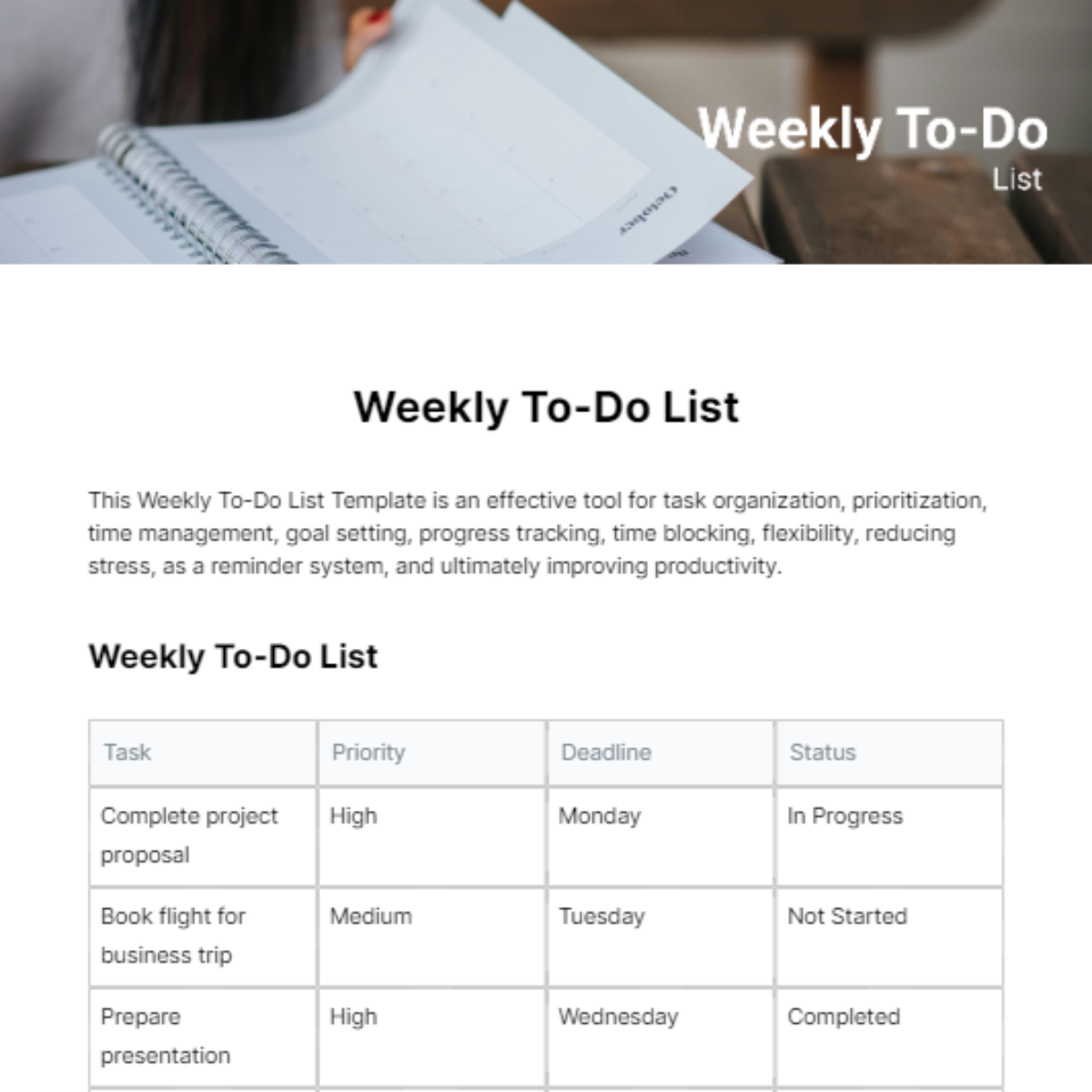 Weekly To-Do List Template - Edit Online & Download