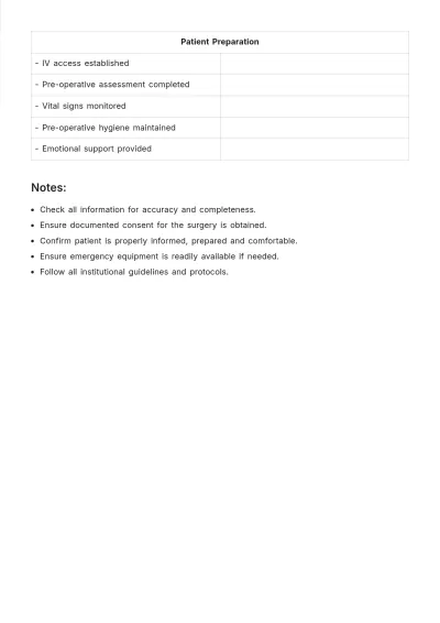 Free Surgery List Template to Edit Online