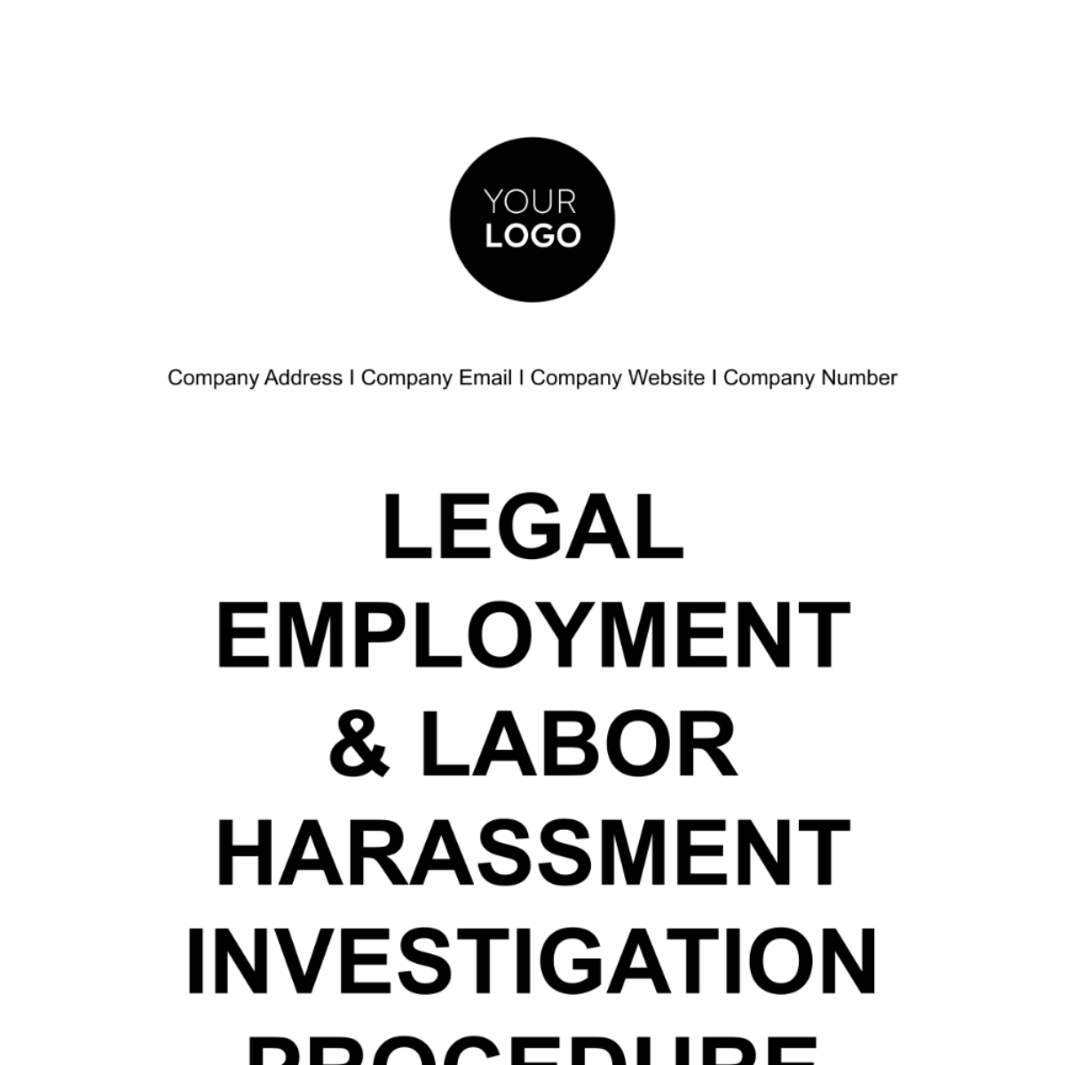 Free Legal Employment & Labor Harassment Investigation Procedure Template