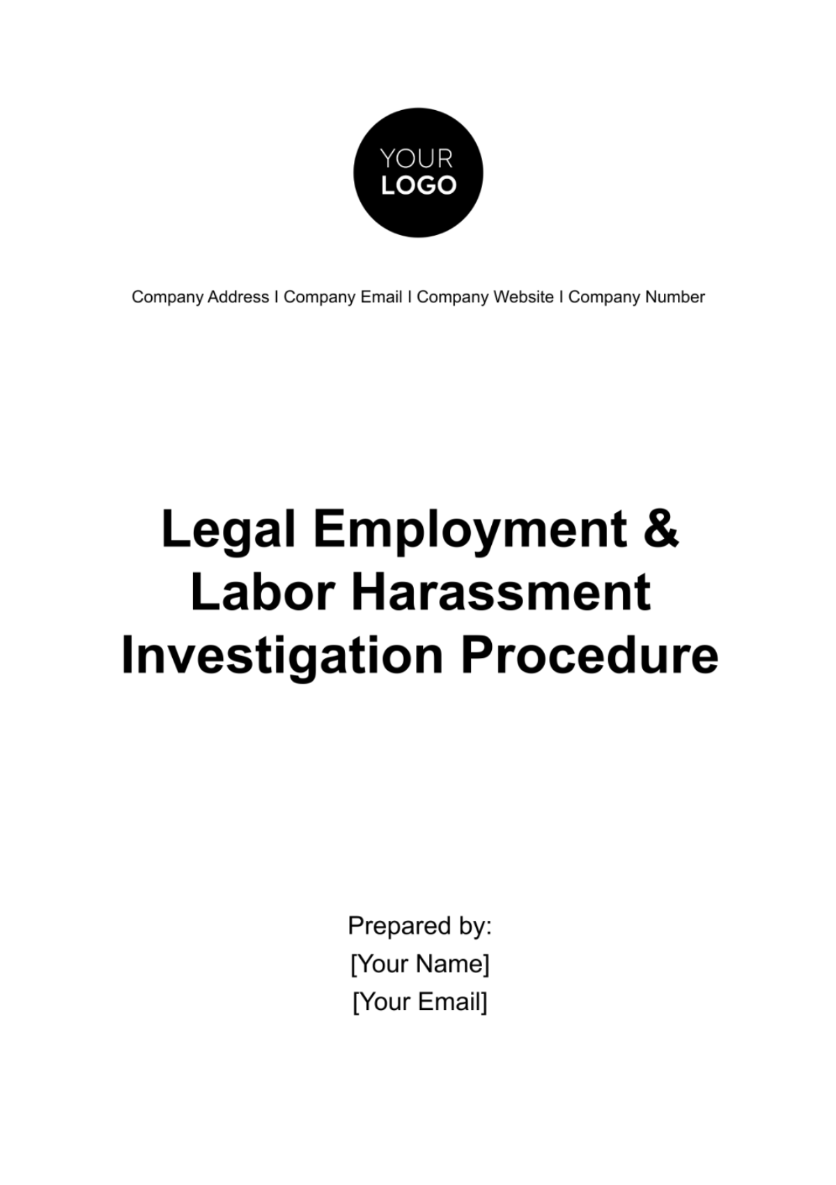 Legal Employment & Labor Harassment Investigation Procedure Template