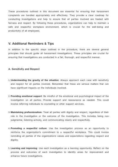 Free Legal Employment & Labor Harassment Investigation Procedure Template to Edit Online
