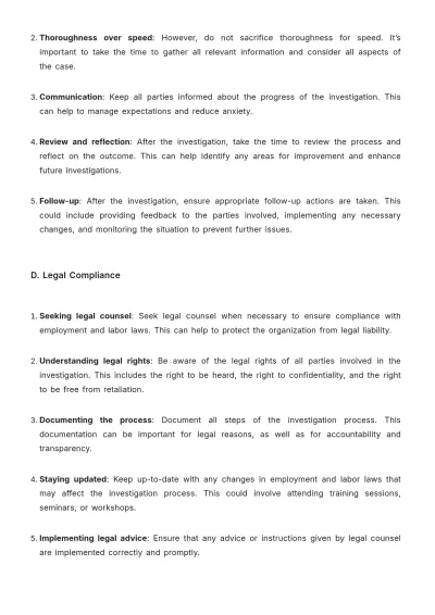 Free Legal Employment & Labor Harassment Investigation Procedure Template to Edit Online