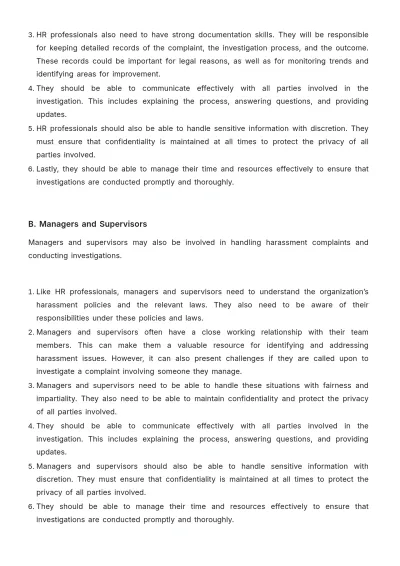 Free Legal Employment & Labor Harassment Investigation Procedure Template to Edit Online