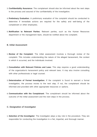 Free Legal Employment & Labor Harassment Investigation Procedure Template to Edit Online