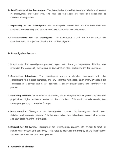 Free Legal Employment & Labor Harassment Investigation Procedure Template to Edit Online