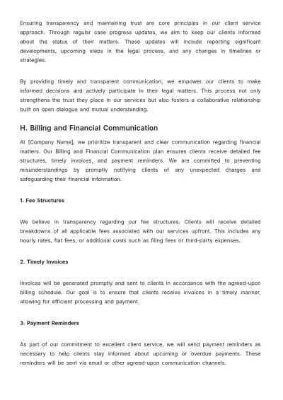 Free Legal Client Communication Plan Template to Edit Online