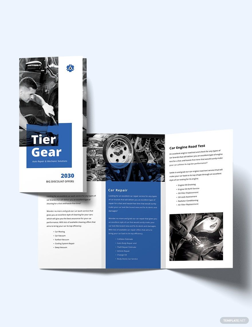 Auto Repair Mechanic Tri-Fold Brochure Template